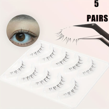 Lower Eyelashes Bottom Eyelashes Handmade Soft False Eyelashes, Natural Lower Eyelashes Comic Style Transparent Reusable