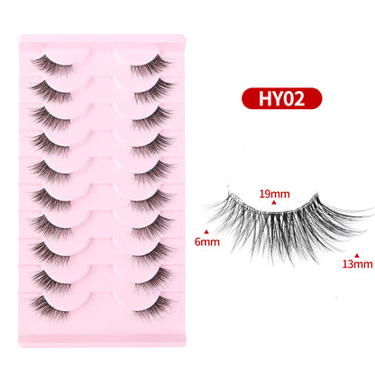 CURSAVELA Cat Eye Lengthening Transparent Stem False Eyelashes 10 Pairs/Set, Dense and Natural Tail Extension Design