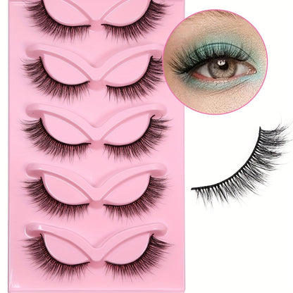 CURSAVELA C Curl 5 Pairs Handmade 3D Faux Mink Lashes - Fluffy, Soft, and Natural Look for Halloween