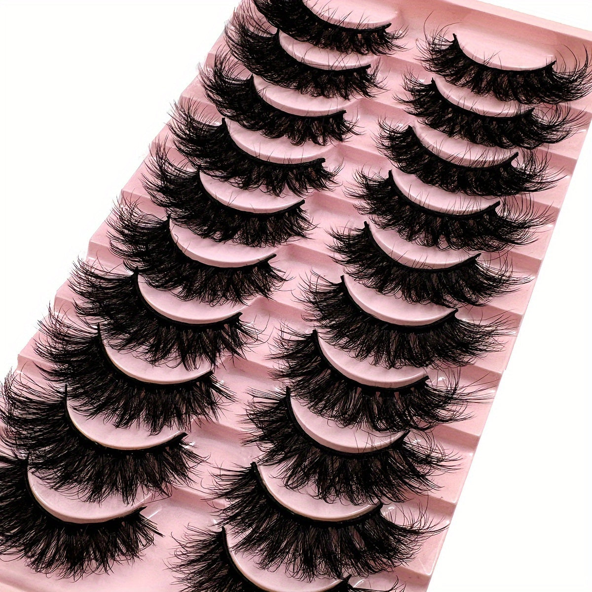 Classic Volume Eyelashes 10 Pairs New Cat Eye Fluffy Faux Mink Lashes - 8D Natural Dramatic Long Thick Curled False Eyelashes, Soft and Lightweight, 3D Russian Curled Eyelashes