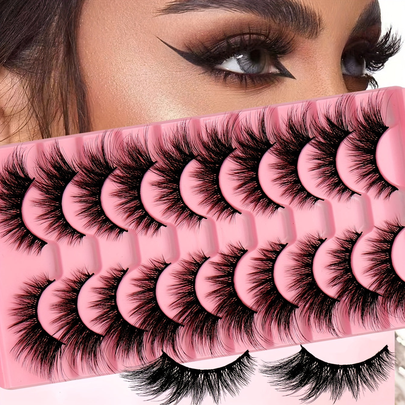 10 Pairs Fox Eye Cat Eyelashes - Fluffy Natural Look, Ideal for Halloween & Holiday Makeup, Beginner-Friendly