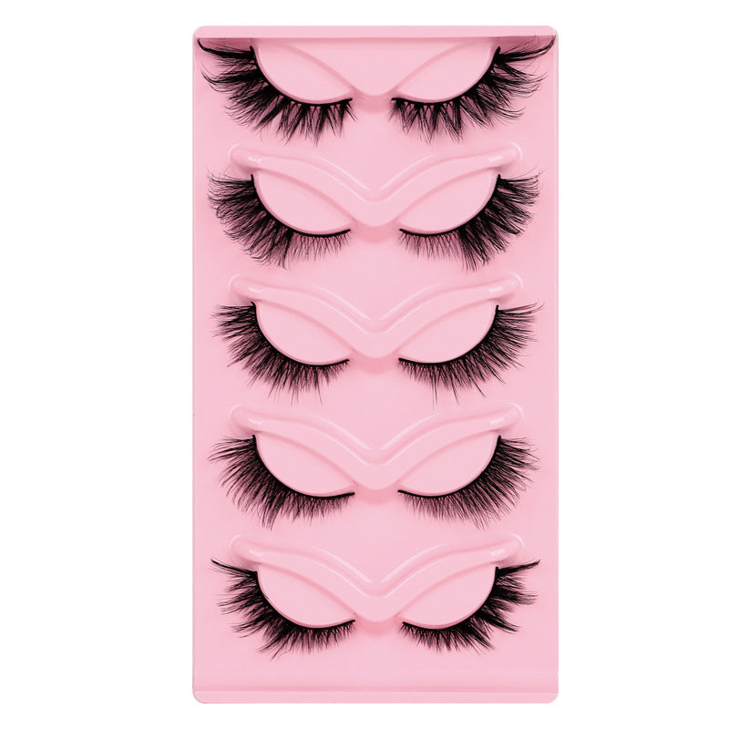 Diagonal Flare 5-Pair Set, Domestic 007 Material, 3D Voluminous, Dramatic Curl, Multi-Layered, One-Piece Eyelashes