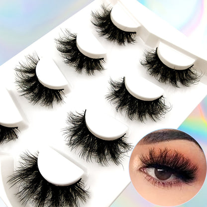 Classic Volume Eyelashes 4 Pairs of 18mm False Eyelashes – Fluffy Volume, Dramatic Faux Mink Strip Lashes