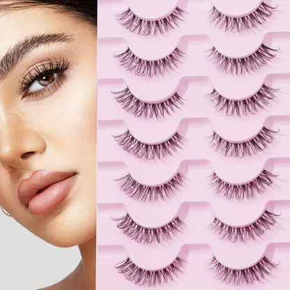 7 Pairs 3D Clear Band False Eyelashes: Crisscross Style for Natural Volume, Perfect for Daily Makeup