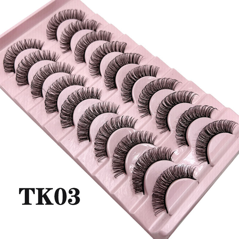 Classic Volume Eyelashes 10 Pairs Russian Strip Lashes Fluffy Faux Mink Lashes 3D False Eyelashes Dramatic Volume Curling Eyelashes Makeup