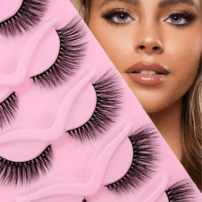 5 Pairs Cat Eye Lashes, Fluffy Cluster Faux Mink False Eyelashes, Natural Curling Slender Lashes