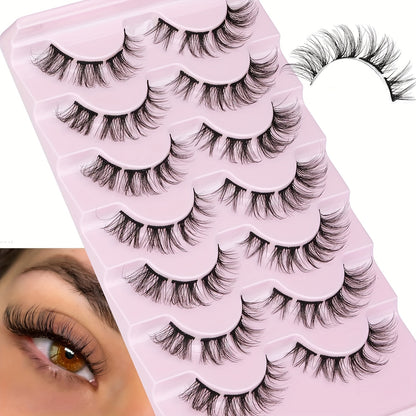 CURSAVELA Individual DIY lashes 7 Pairs Wispy Cat Eye - 15mm 5D Fluffy Design for a Natural Dramatic Look, Perfect for Everyday Use