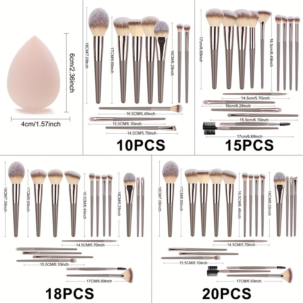 10pcs-20pcs Professional Makeup Brushes Set with Bag - Foundation, Eyelash, Eyebrow, Eyeshadow Cosmetic Makeup Tool Kit - Perfect for Christmas, Halloween, Thanksgiving Gifts