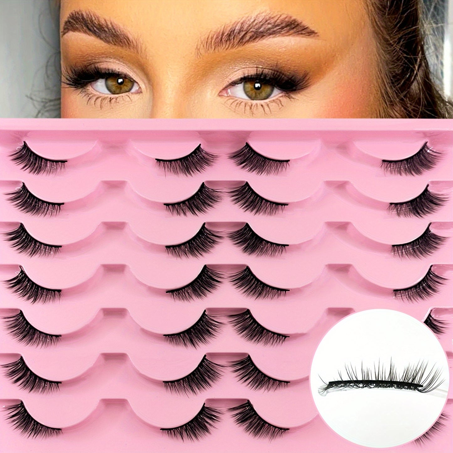 CURSAVELA 7/10/14 Pairs Natural Fluffy Faux Mink Lashes - Cat Eye Cluster Wispy Long and Short False Eyelashes for a Bold and Beautiful Look