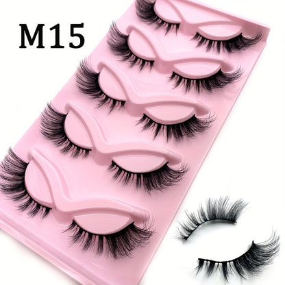 CURSAVELA 5 Pairs 9D Fox Eye Wispy Lashes - Fluffy Faux Mink Cat Eye Spiky Fairy Lashes