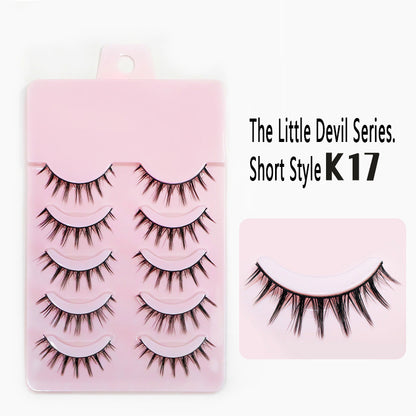 wholesale 100pcs Barbie Comic-inspired Little Devil False Eyelashes with Natural Cotton Thread Stems, Fairy Lashes in Natural &amp; Thick Styles