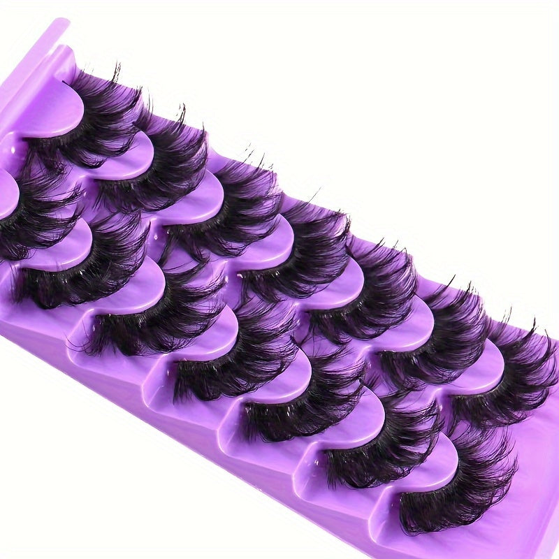 Classic Volume Eyelashes 7 Pairs 3D Thick D Curl False Eyelashes – Fluffy Natural Look with Clear Band, Unscented, Lightweight, Reusable & Easy to Apply