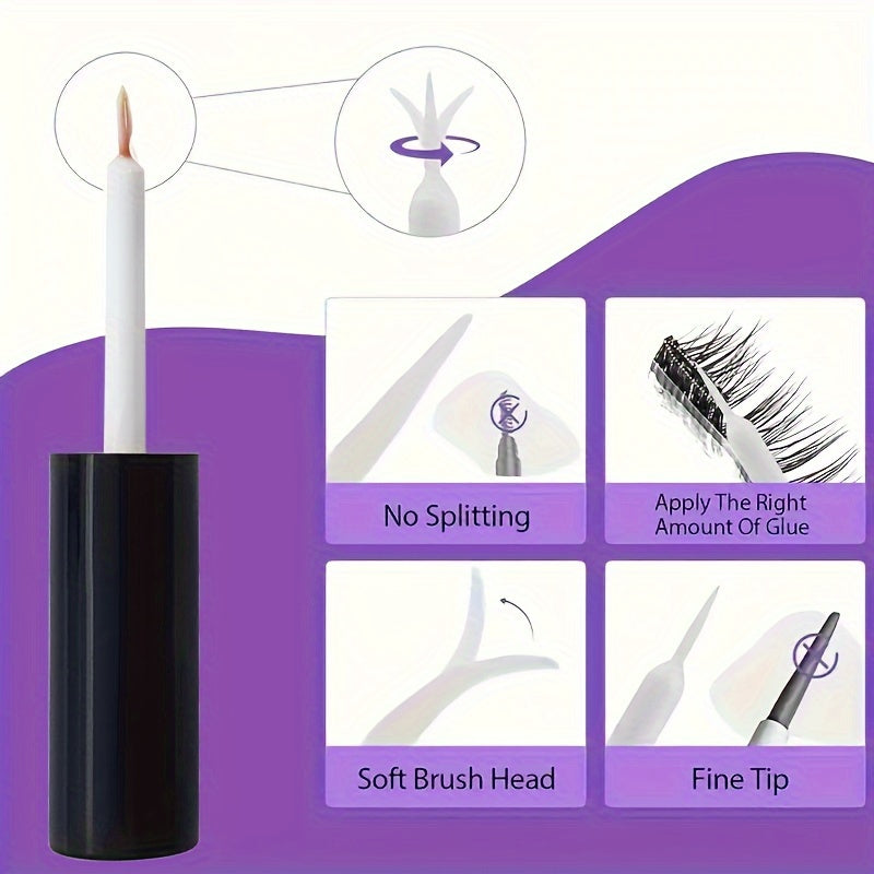 Waterproof Eyelash Glue Set of 4 Bottles - Quick Dry, Long-lasting, Non-irritating Lash Adhesive, Alcohol-Free, Latex-Free, Strong Hold for DIY Eyelash Extensions.