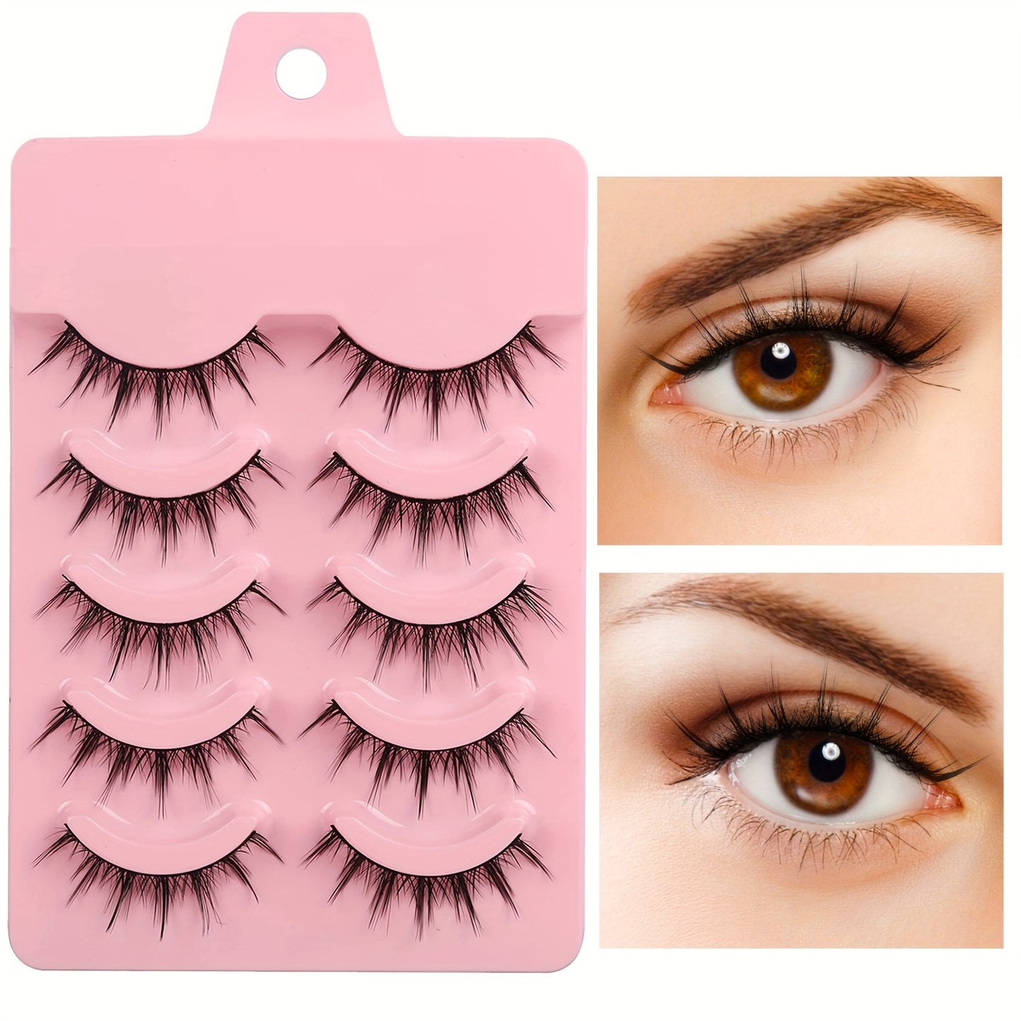 5 Pairs Pack - Dramatic Anime Lashes - Natural Wispy, Fluffy 3D Volume, Faux Mink, Korean Japanese Cosplay Fake Eyelashes