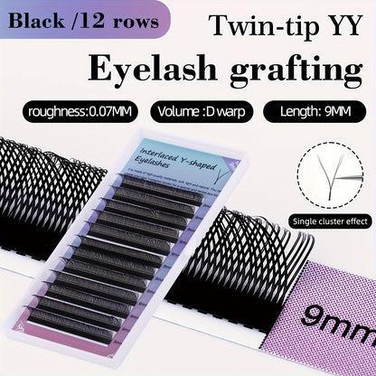 YY Pre-Made Eyelashes 2-Row D-Curl False Eyelashes Kit - Natural Look 0.07mm Thick, Easy to Apply, Variety of Lengths (8-15mm), Perfect for Beginners