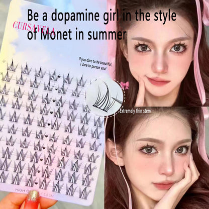 Summer Monet Dream Series: Lazy Fishtail A-shaped Sandwich Soft and Cute Manga False Eyelashes, combined with Barbie Single Cluster Segmented Magic, Make You Instantly Transform into a Smart Fairy