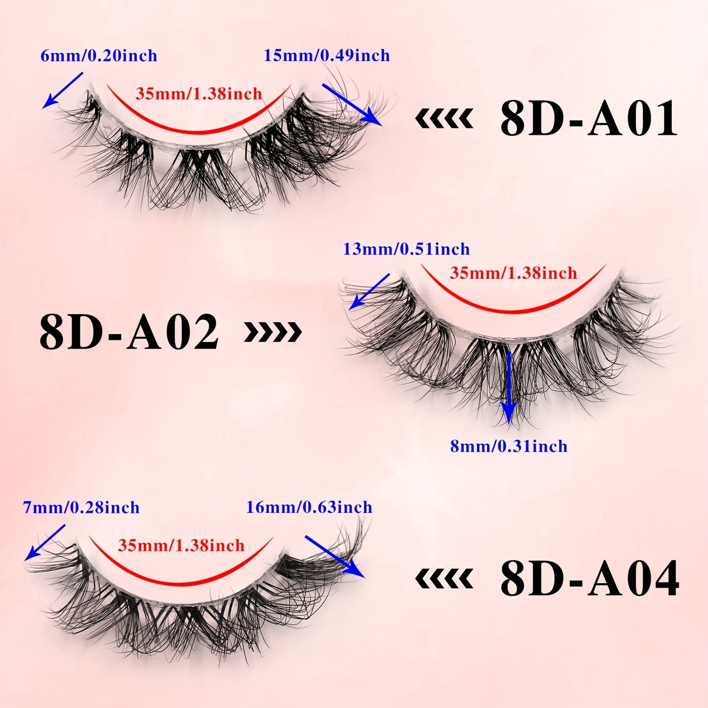 5 Pairs of 3D Fluffy Eyelashes with Clear Band - Reusable & Natural Look