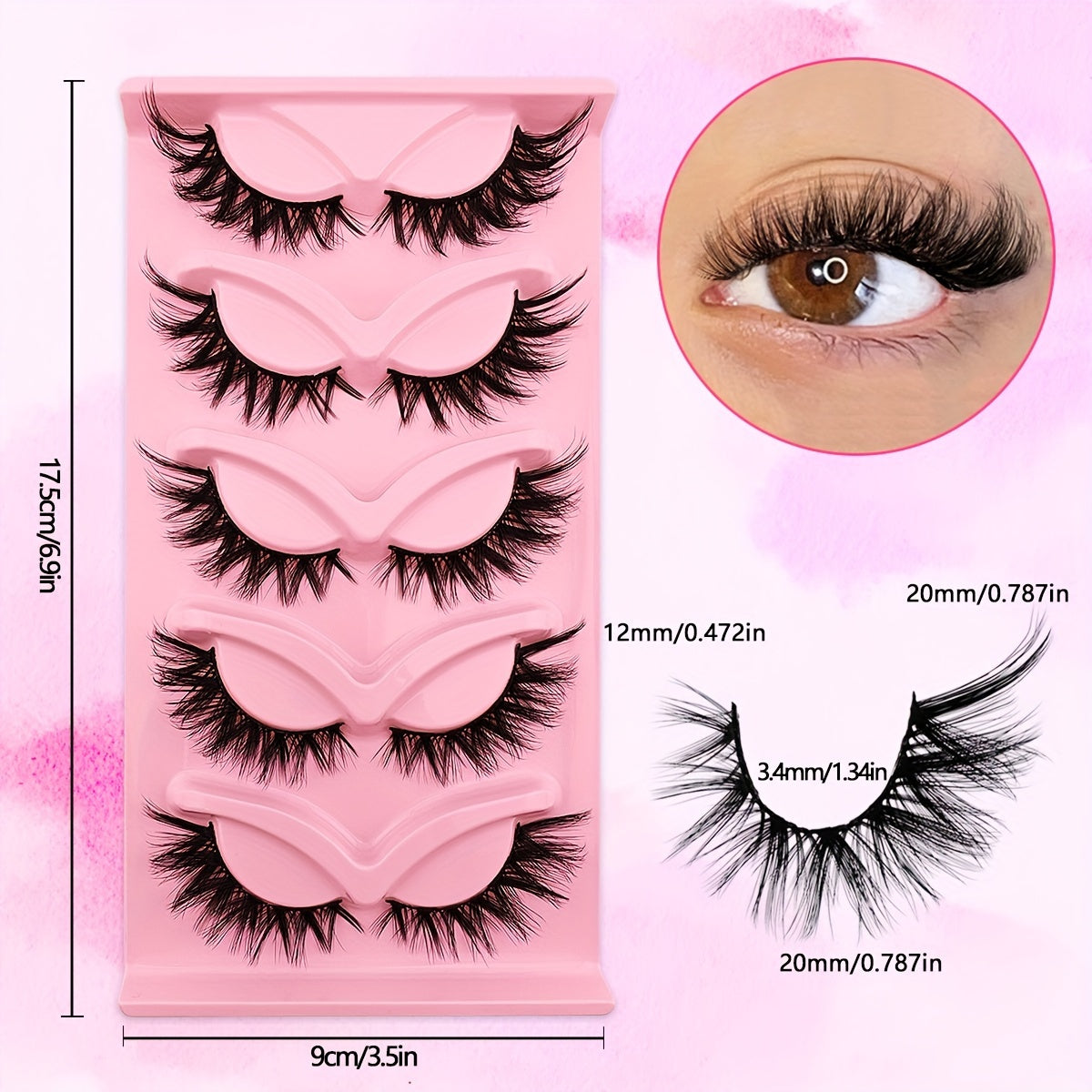 5 Pairs Cat Eye Lashes, Eye End Lengthening Fluffy Lashes, Natural Faux Mink False Eyelashes