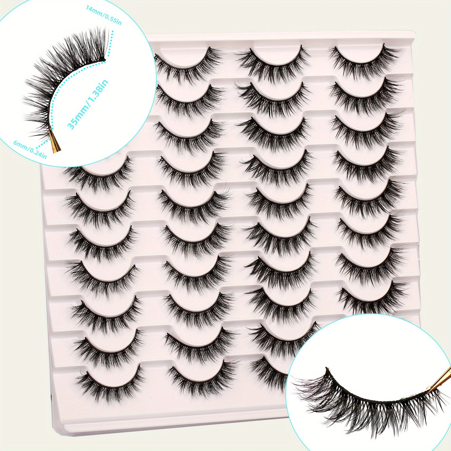 20 Pairs 3D Light Volume Natural Cross Fluffy Cat Eye False Eyelashes | Soft, Reusable, Easy to Apply | Perfect for Everyday Wear or Special Occasions