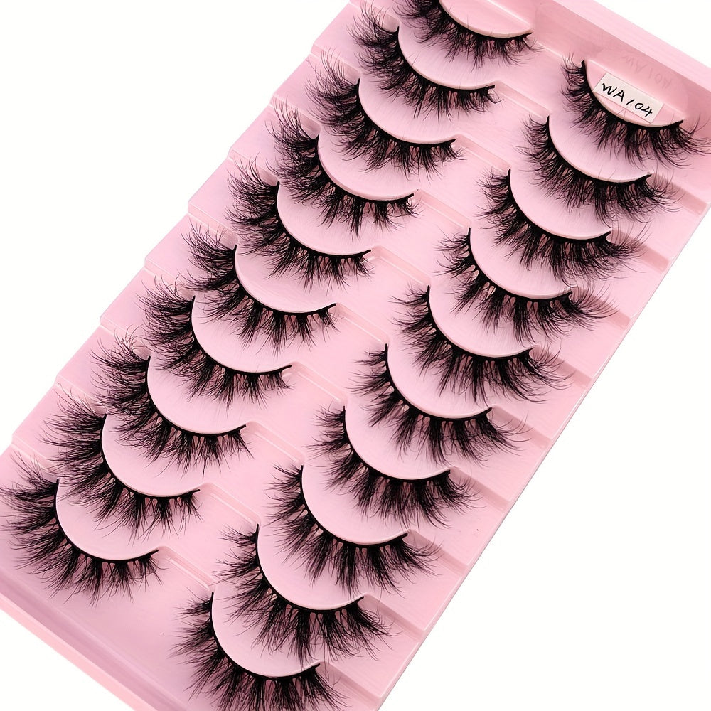 Classic Volume Eyelashes 10 Pairs Natural Slender 3D Faux Mink Cat Eye False Eyelashes, 3D Multi-layer Natural Fluffy Lashes