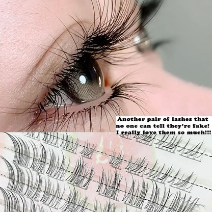 Individual DIY lashes Born-with-It Fox-Style Segmented False Lashes - Upper &amp; Lower Lash Set, Naturally Curled, Self-Adhesive &amp; No Remover Needed, Realistic Eyelashes
