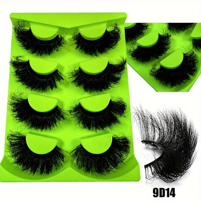 4 Pairs 9D Faux Mink Voluminous Lashes, Self-Adhesive, Reusable, Multi-Style Options