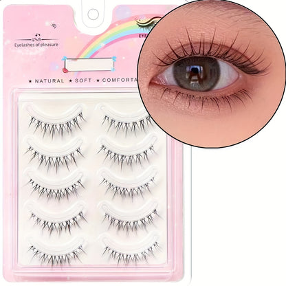 New Arrival 5 Pairs Luxurious 3D Faux Mink Lashes with Strong Hold Glue - Natural, Fluffy, Reusable, Lightweight, Comfortable for Dramatic Eyes