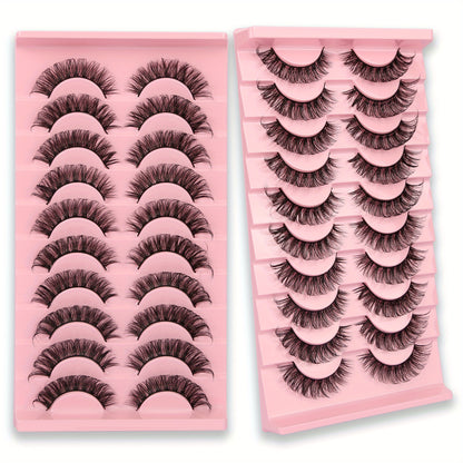 10 Pairs of Gmagictobo D Curly Russian Lashes - 3D Faux Mink, Reusable, Handmade, Soft & Light. Cruelty-Free, Easy to Apply. Long-Lasting for Dramatic Makeup.