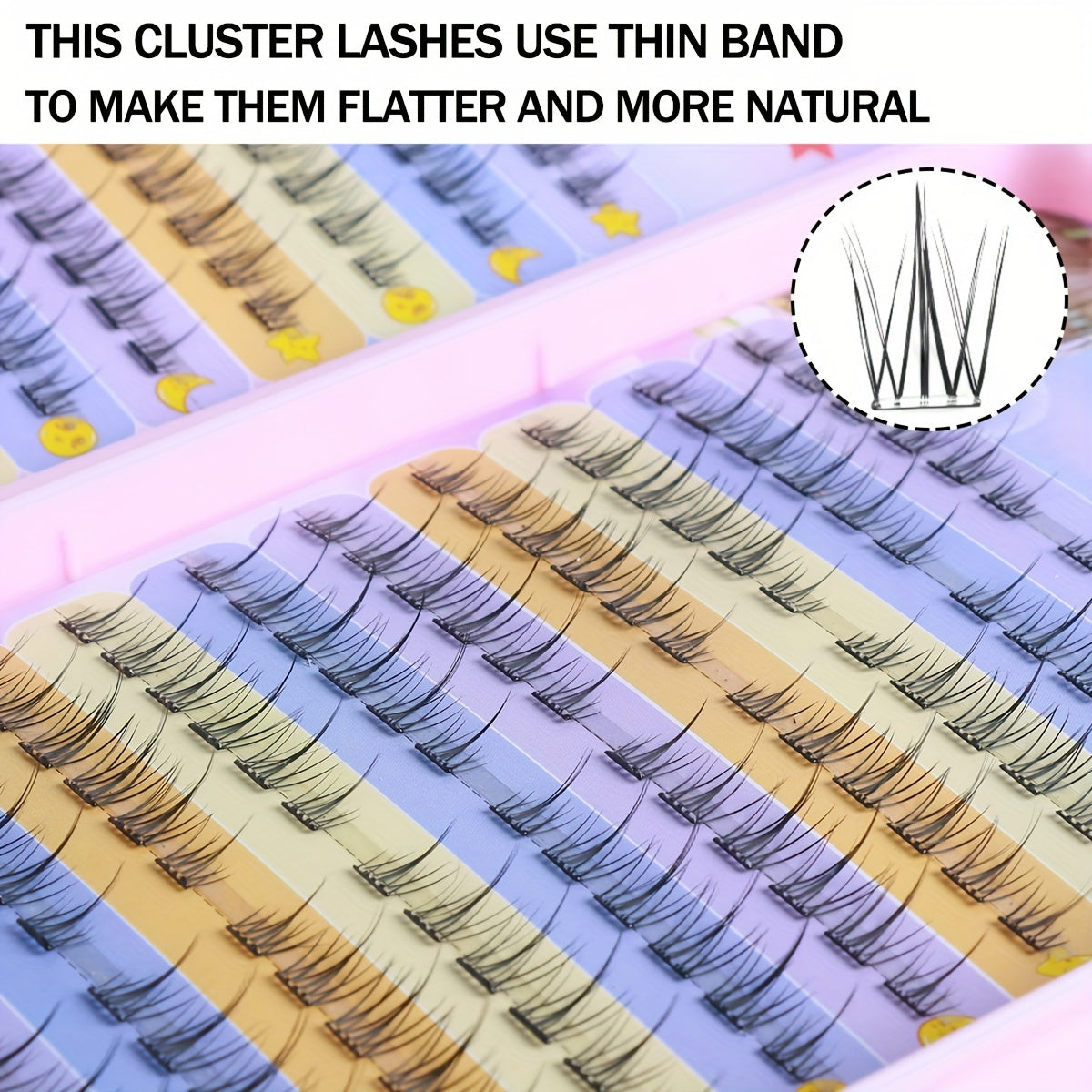 240 Clusters of Self-Adhesive False Eyelashes, No Glue Required, 8-12mm Sunflower False Eyelashes, C Curling, Self-Grafting, Natural and Light