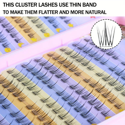 240 Clusters of Self-Adhesive False Eyelashes, No Glue Required, 8-12mm Sunflower False Eyelashes, C Curling, Self-Grafting, Natural and Light