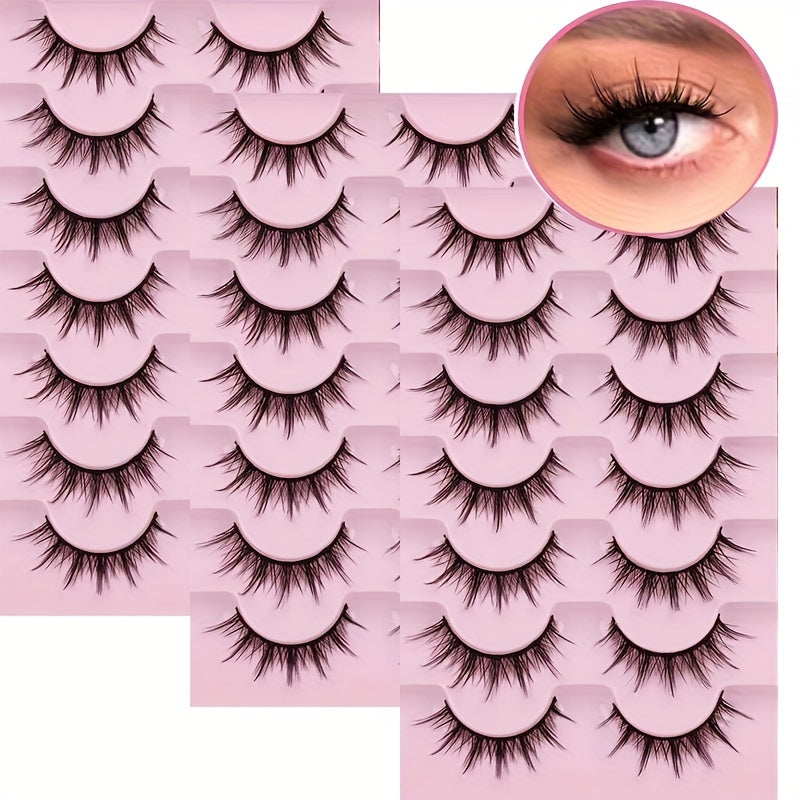 3D Volume Wispy Fluffy Manga Lashes - Natural Look Anime & Cosplay Eyelashes, Korean & Japanese Style Individual Clusters.