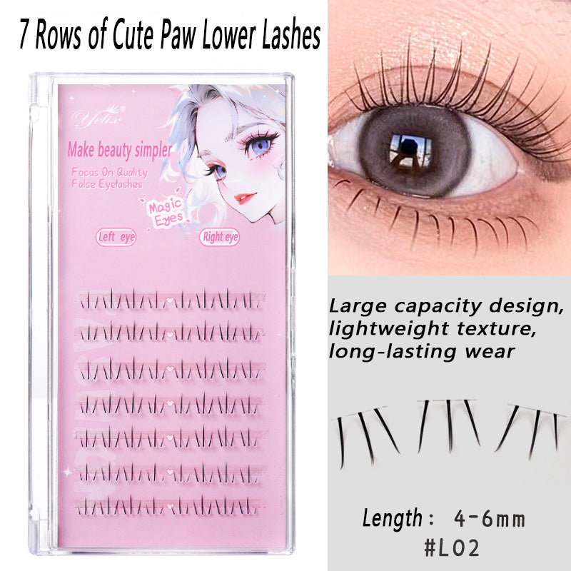 100pcs Segmented Cat-Style No-Glue Lower Lashes, Naturally Dense with Hard Stem for a Born-With-It Look