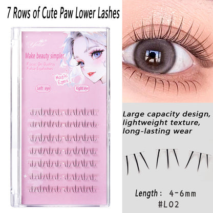 100pcs Segmented Cat-Style No-Glue Lower Lashes, Naturally Dense with Hard Stem for a Born-With-It Look