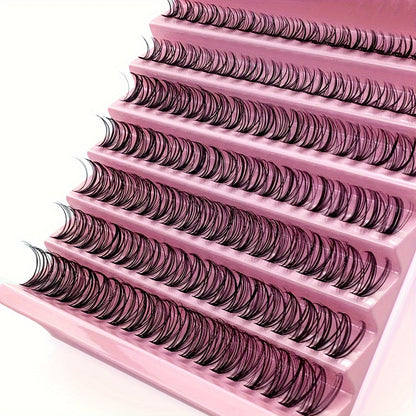 Individual DIY lashes 20D - 200 Clumps 10 Row + 140 Clumps 7 Row, Natural Curl, 8-16mm Mixed, Waterproof, 3D Effect for Daily Makeup.