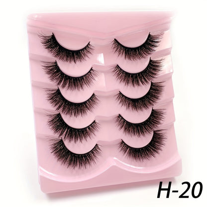 5 Pairs 3D Fluffy False Eyelashes, Wispy Natural Full Strip Lashes, Dramatic Volume Reusable Unscented for Daily Wear