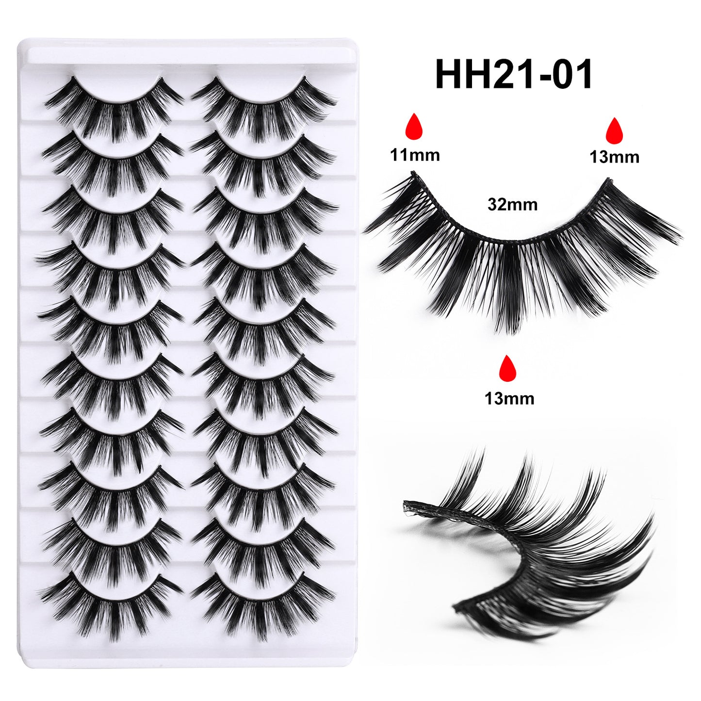 100pcs CURSAVELA Thick Eyelashes 10 Pairs Set, European Style Long Black Stems