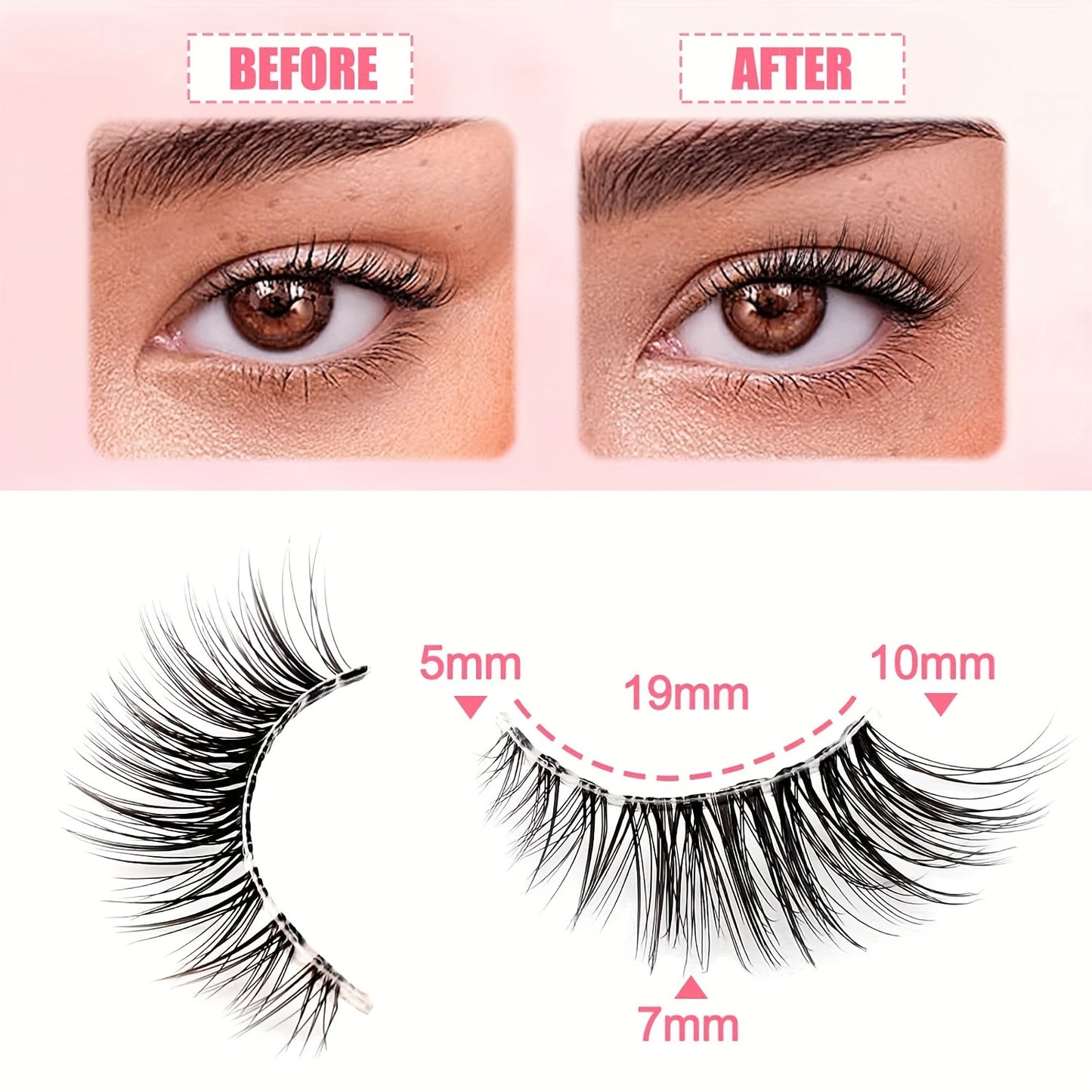 10 Pairs Soft Natural Cat Eye Lashes, Fluffy Fox Style, 6-9mm Length, Glue-Free, Beginner Friendly, Reusable.