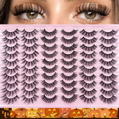 Classic Volume Eyelashes 30pcs Handmade 3D Faux Mink Eyelashes - Natural Cross Design,  Reusable, C Curl, Perfect for Daily Wear and Parties