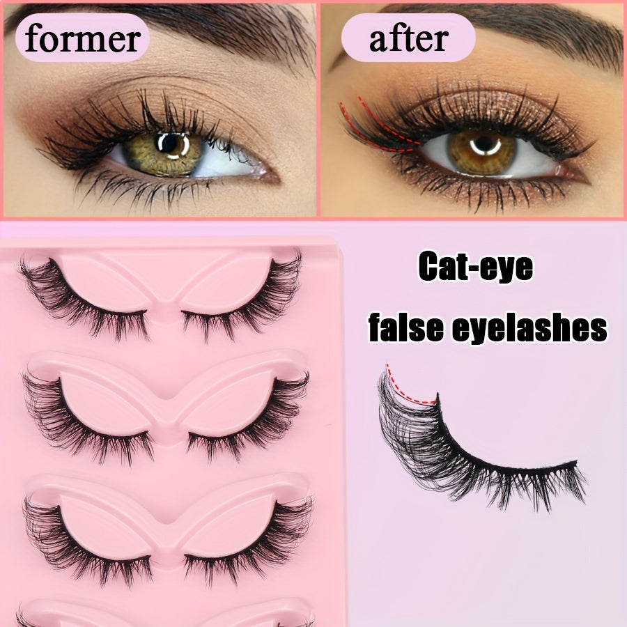 5 Pairs 3D Fluffy False Eyelashes Set, Cat Eye Anime Effect, 0.07mm Thickness, Suitable for Beginners and Dramatic Looks, Halloween Gift, Multi-Style, C Curl, Lengths 6-15mm, Reusable.