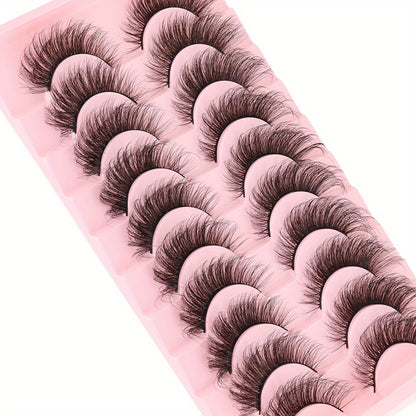 50Pairs/5 Pack Fluffy False Eyelashes Wispy Lashes 3D Volume Strip Lashes D Curl Fake Eyelashes Bulk Faux Mink Eyelashes for Halloween