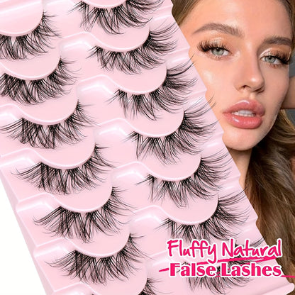 7 Pairs of Fitting Eyelashes - Natural Look, Clear Band, Thin, Fox Eyes, Korean Short, Anime Mink, Cluster Strip Pack.