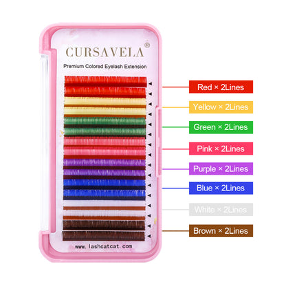 CURSAVELA Colorful Eyelashes High-Quality Synthetic Mink Colorful Lashes: 100pcs Professional Natural Individual Classic Eyelash Extensions Makeup Tool