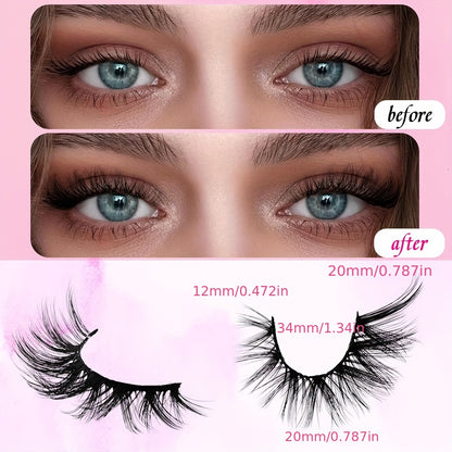 5 Pairs Cat Eye Lashes, Eye End Lengthening Fluffy Lashes, Natural Faux Mink False Eyelashes