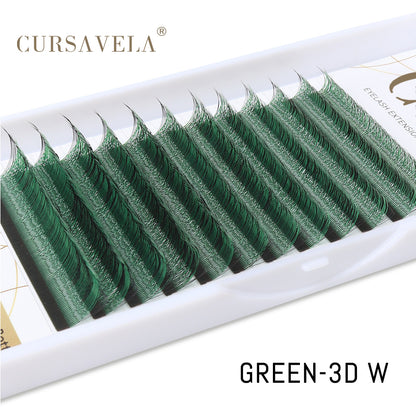 CURSAVELA Blue/Purple W Pre-Made 3D Volume Eyelashes – C/D Curl (8-15mm, 8-14mm, 8-12mm), Perfect for Cosplay