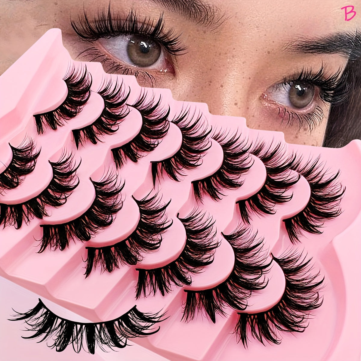 7 Pairs of 20mm Dramatic Faux Mink Eyelashes – Spiky Tips, Fluffy Cat-Eye, D Curl, Reusable