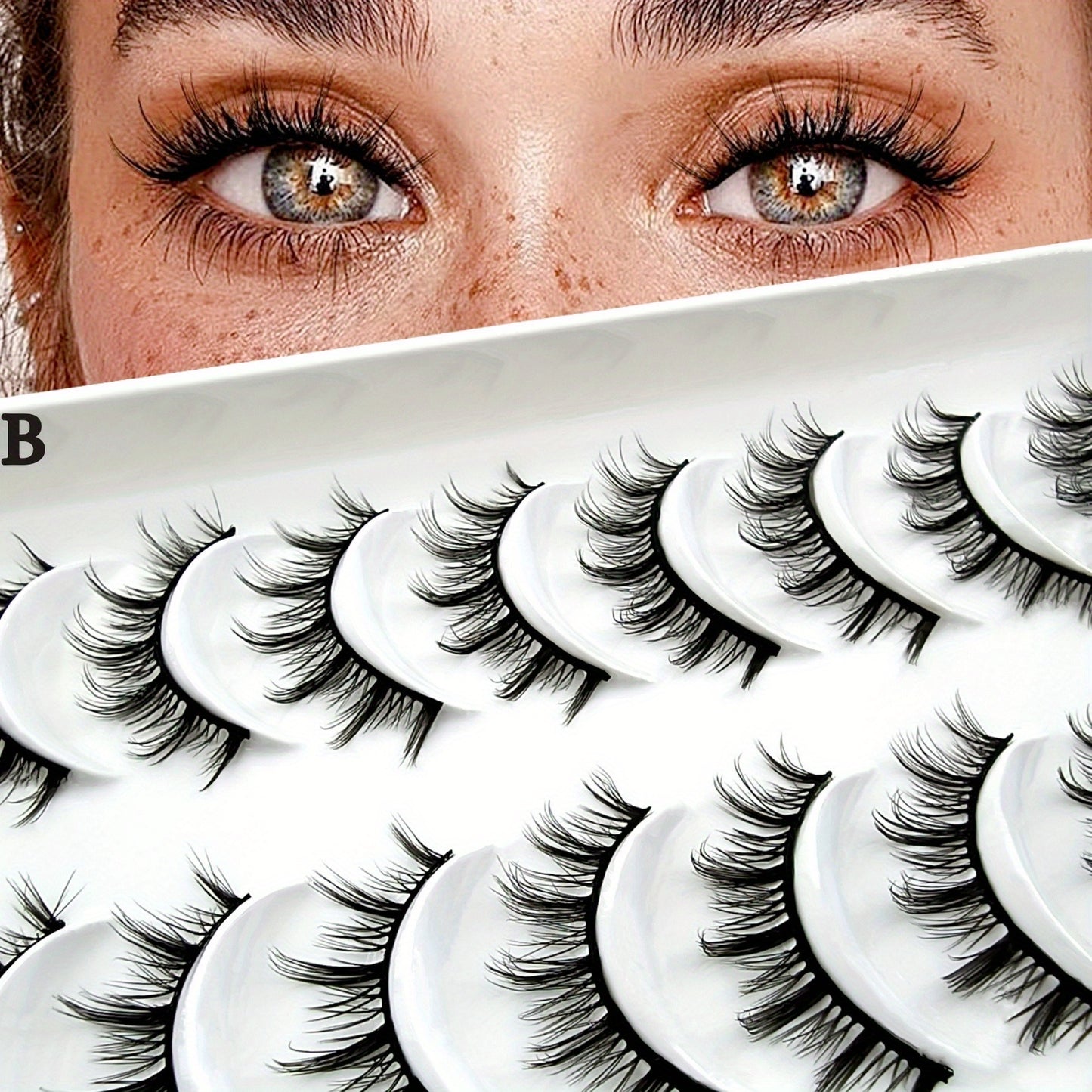 100pcs 10 Pairs of False Eyelashes - Natural, Fluffy, and Perfectly Matched for Lashes Makeup, Premium Faux Mink Eyelashes.