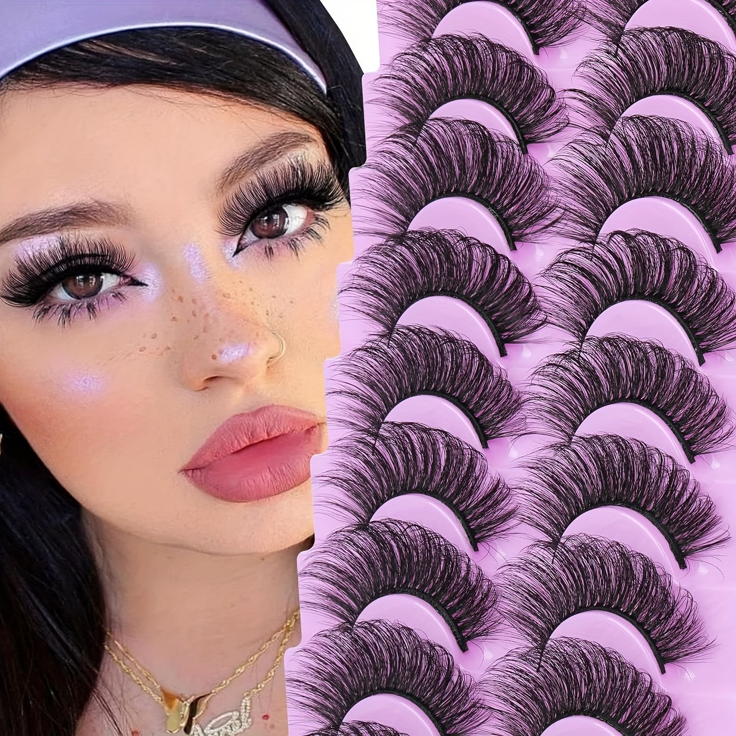 Classic Volume Eyelashes 9 Pairs of Luxurious Furry False Mink Lashes – 8D Dramatic Volume, 20mm Cat-Eye Style, Reusable & Fluffy