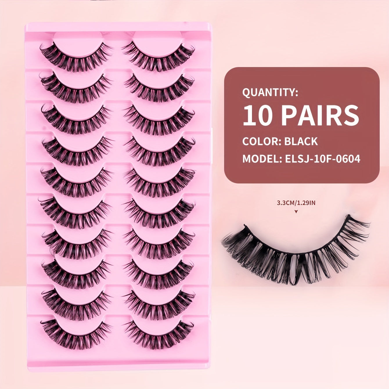 Classic Volume Eyelashes 10 Pairs 33mm 3D False Eyelashes, Russian Curls, Natural & Light, Perfect for Beginners, Party & Holiday