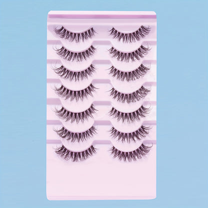 7 Pairs 3D Clear Band False Eyelashes: Crisscross Style for Natural Volume, Perfect for Daily Makeup