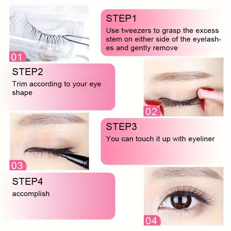 10 Pairs D-Curl False Eyelashes, Lightweight Natural Wispy 3D, 6-12mm Length, Reusable, Doll Eyes, Role Play